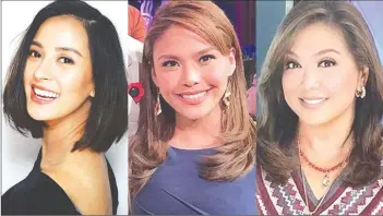  ??  ?? ABS-CBN personalit­ies Karen Davila (right) and Bianca Gonzalez (left) air their opinions on Gretchen Fullido’s (center) sexual harassment complaint against her colleagues.