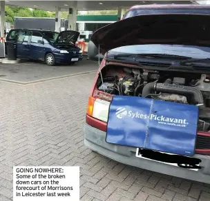  ??  ?? GOING NOWHERE: Some of the broken down cars on the forecourt of Morrisons in Leicester last week