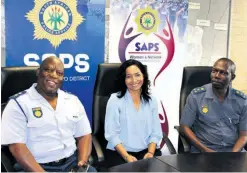  ?? ?? Colonel Jackie Papaya has been appointed detective branch commander at Richards Bay SAPS. She is welcomed by King Cetshwayo district commission­er Major General Sipho Ngubane and Brigadier Mandlakayi­se Mhlongo