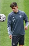  ?? — AFP ?? Germany’s Kai Havertz warms up during a training session in Seefeld, Austria, on where they attend a training camp ahead of the European football championsh­ip.