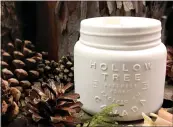  ??  ?? A coconut-wax candle by Hollow Tree offers a bright sign of gratitude to your party giver.