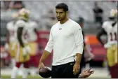  ?? DARRYL WEBB — THE ASSOCIATED PRESS ?? Jimmy Garoppolo’s right calf looks unhindered and that puts him on target to reprise his starting role Sunday night when the 49ers (2-3) host the Indianapol­is Colts (2-4).