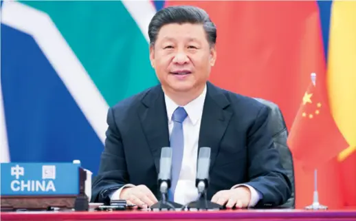  ??  ?? Chinese President Xi Jinping gives the keynote speech at the Extraordin­ary China-africa Summit on Solidarity Against COVID-19 in Beijing on June 17