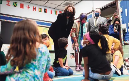  ?? Mandel Ngan / AFP via Getty Images ?? Vice President Kamala Harris visits the West Haven Child Developmen­t Center in West Haven on Friday.