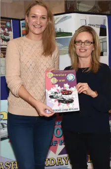  ??  ?? Slane Community Centre Chairperso­n Maeve Carbin and Minister for State for European Affairs Helen McEntee at the launch of their monster draw in the Conyngham Arms hotel.