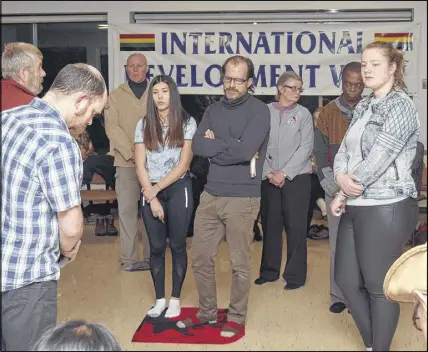  ?? CODY MCEACHERN/TRURO DAILY NEWS ?? As the Blanket Exercise came to an end, only a few participan­ts remained on blankets, signifying the current living conditions and rights of Indigenous peoples in Canada.