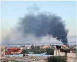  ?? ?? DEIR EL-BALAH: Smoke billows over buildings in Deir El-Balah in the central Gaza Strip, during Zionist bombardmen­t on January 10, 2024.— AFP