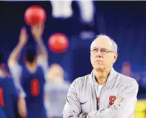  ?? ERIC GAY/ASSOCIATED PRESS ?? Syracuse head coach Jim Boeheim, shown during a 2016 Final Four practice session, is retiring after 47 years on the job.