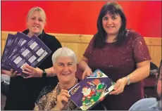  ??  ?? Brenda Galbraith presents Sheena Ramsay with a selection box.