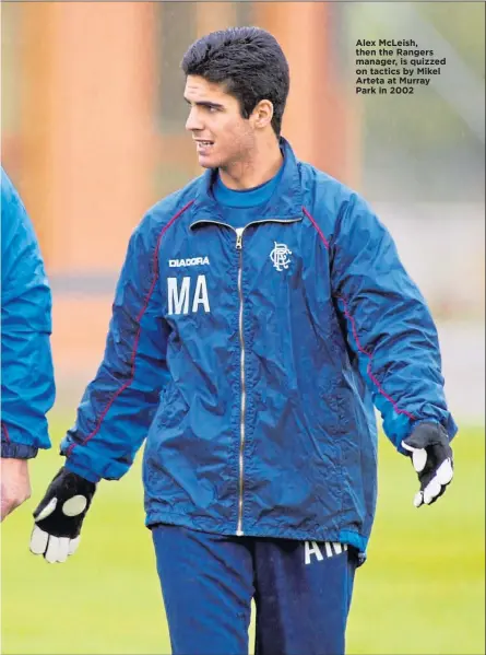  ??  ?? Caption ya Caption ya Caption ya Caption ya Caption ya Caption ya Caption ya Caption ya Caption ya
Alex McLeish, then the Rangers manager, is quizzed on tactics by Mikel Arteta at Murray Park in 2002