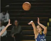  ?? RICK KINTZEL/THE MORNING CALL ?? Nazareth’s Samantha Baker scored 10 points in the Blue Eagles’ victory Friday over Emmaus.