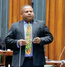  ?? PHOTOS: SUPPLIED ?? Minister for Defence, National Security and Policing, Inia Seruiratu, while providing an update during the Parliament sitting on the Maritime Security Initiative­s conducted by the Naval Unit of the Republic of Fiji Military Forces.