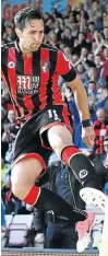  ?? Picture: REUTERS ?? GOOD HAUL: Bournemout­h’s Charlie Daniels celebrates scoring their fourth goal