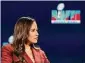  ?? Peter Casey/Getty Images ?? Amazon Prime Video NFL announcer Kaylee Hartung listens as she moderates the Roger Goodell press conference at Phoenix Convention Center on Feb. 8 in Phoenix.