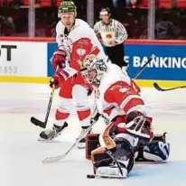  ?? KK/CHL ?? Bozen-Goalie Leland Irving zauberte beim 2:1-Auswärtssi­eg der Südtiroler bei HIFK Helsinki regelrecht zur Verzweiflu­ng