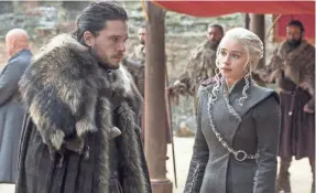  ?? MACALL B. POLAY/HBO ?? Kit Harington and Emilia Clarke star in “Game of Thrones.”