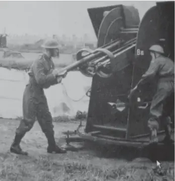  ?? ?? Anti-aircraft rocket launchers on Fulbridge Road Recreation Ground during the Second World War.