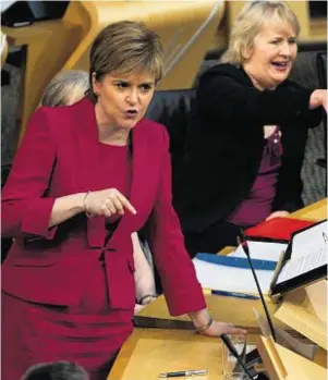  ??  ?? UNDER FIRE: Nicola Sturgeon at the last FMQs before Holyrood’s summer recess