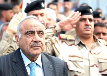  ?? AFP ?? IRAQ Prime Minister Adel Abdel Mahdi formally submits his resignatio­n.