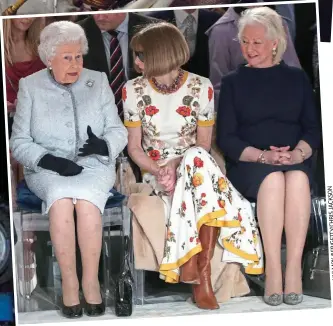  ?? ?? Intimate: Two of the images of Ms Kelly with the Queen (left and top) used in one of her books. Above, the pair at a catwalk show with Vogue’s Anna Wintour and (below) at the Queen’s funeral