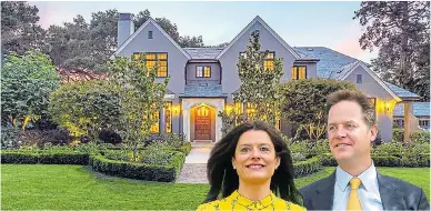  ??  ?? Sir Nick Clegg and his lawyer wife Miriam, inset, have moved into a £7million home in California