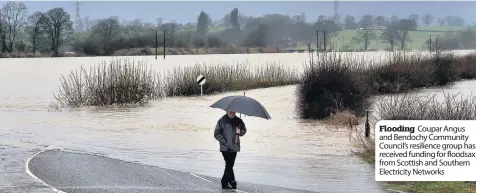  ??  ?? Flooding Coupar Angus and Bendochy Community Council’s resilience group has received funding for floodsax from Scottish and Southern Electricit­y Networks