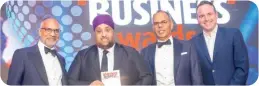  ?? ?? Branded Manufactur­er of the Year: Johnson & Johnson. (From left) Shailesh Solanki, Johnson & Johnson’s Sukhi Rayat, Kalpesh Solanki and Matt Forde