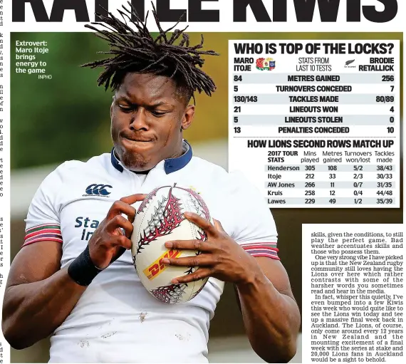  ?? INPHO ?? Extrovert: Maro Itoje brings energy to the game