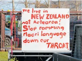  ?? Photo / Ethan Griffiths ?? A sign spotted at the Howl of a Protest in Whanganui.