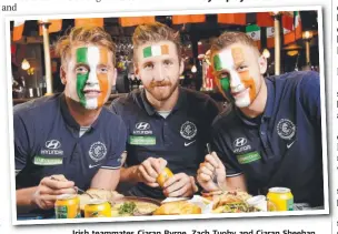  ?? Picture: NICOLE CLEARY ?? Irish teammates Ciaran Byrne, Zach Tuohy and Ciaran Sheehan during their Carlton days in 2016.