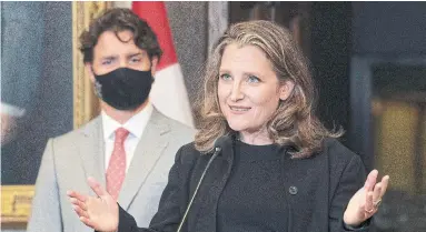  ?? ADRIAN WYLD THE CANADIAN PRESS FILE PHOTO ?? Prime Minister Justin Trudeau’s mandate letter called on Finance Minister Chrystia Freeland to identify “additional ways to tax extreme wealth inequality.” This is not rocket science, write Linda McQuaig and Neil Brooks.
