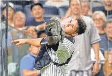  ?? ANDY MARLIN, USA TODAY SPORTS ?? Rookie catcher Gary Sanchez has hit 11 home runs in 23 games with the Yankees, boosting their playoff hopes.