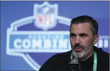  ?? MICHAEL CONROY — THE ASSOCIATED PRESS ?? Browns coach Kevin Stefanski addresses reporters during the NFL Scouting Combine on March 1 in Indianapol­is.