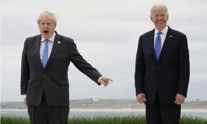  ?? ?? Boris Johnson and Joe Biden at the G7 summit in Carbis Bay last year. Photograph: Patrick Semansky/AP