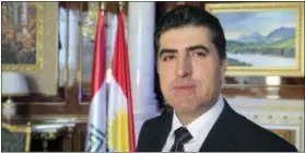  ??  ?? Nechervan Barzani, prime minister of Iraq’s semi-autonomous Kurdish region, poses for a photo during an interview with The Associated Press in Irbil, Iraq Sunday. Barzani said Iraqi Kurdish forces will only stay in Syria “temporaril­y” as they seek to...