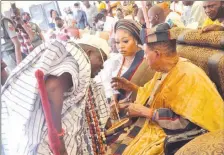  ??  ?? Alaafin of Oyo, Oba Lamidi Olayiwola Adeyemi III ( right) and Okere of Saki, Oba Khalid Olabisi Oyedepo at the Beere Festival in Saki