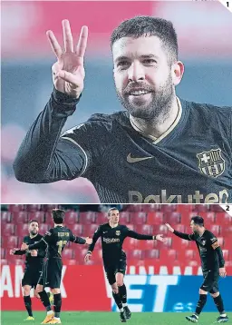  ?? FOTOS: AFP ?? (1) Jordi alba ha sido el hombre del partido, un escalón arriba de de Jong y Leo Messi. (2) Barcelona pasó apuros pero al final supo ganar.