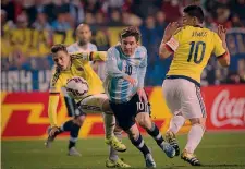  ?? LAPRESSE ?? Messi e James Rodriguez in Argentina-Colombia: share del 7,43%