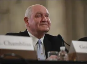  ?? PABLO MARTINEZ MONSIVAIS — THE ASSOCIATED PRESS ?? FILE - In this March 23, 2017file photo, Agricultur­e Secretary-designate, former Georgia Gov. Sonny Perdue arrives to testify on Capitol Hill in Washington to testify at his confirmati­on hearing before the Senate Agricultur­e, Nutrition and Forestry...