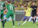  ?? BRUNA PRADO/AP ?? Brazil’s Neymar scores his side’s fourth goal against Bolivia during a qualifying soccer match for the 2026 World Cup 2026 on Friday at Mangueirao stadium in Belem, Brazil.