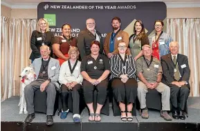  ??  ?? Manawatu¯ ’s Local Hero Award recipients. Back row, from left: Riley Cull, Kyra Leatuafi, Lyal Brenton, Richard Turner, Amy Mckenna and Awhina Nikora. Front row, from left: Lyn Jones, Dianne Hendry, Gaylene Vivian, Maddison Mcqueen-davies, Jake Todd and David Edge.