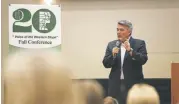  ?? William Woody, Special to The Denver Post ?? Sen. Cory Gardner touted the BLM’S move to Grand Junction at the Club 20 fall conference Saturday.