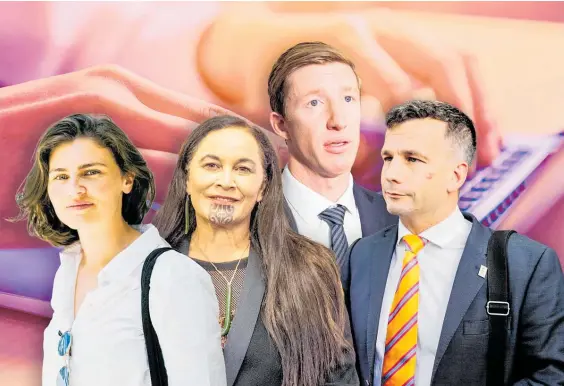  ?? Composite photo / NZME ?? MPs like (from left) Chlo¨ e Swarbrick, Debbie Ngarewa-Packer, Sam Uffindell and David Seymour can be targets for abuse.