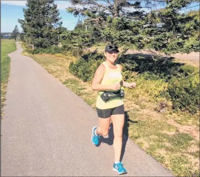  ?? SUBMITTED PHOTO ?? Odette Gallant runs a 24K training session in early October in Brackley prepping for her first P.E.I. Marathon.