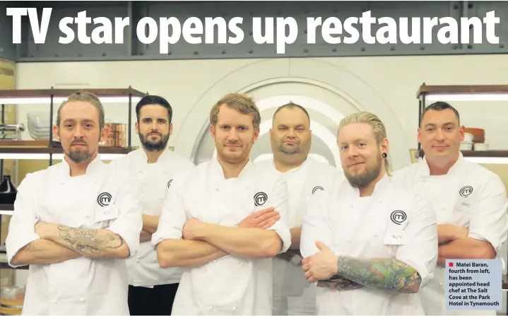  ??  ?? Matei Baran, fourth from left, has been appointed head chef at The Salt Cove at the Park Hotel in Tynemouth