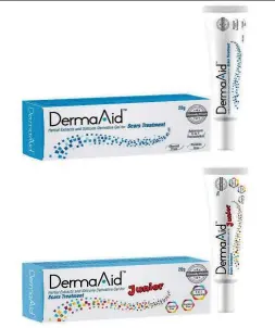  ??  ?? The DermaAid Scar Gel has been scientific­ally proven to improve scar conditions in 12 weeks. The DermaAid Scar Gel Junior is mild and gentle on children’s skin.