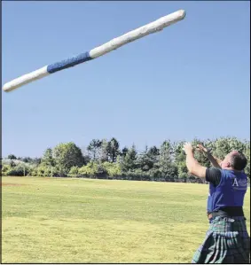  ?? LyNN CuRWIN/TRuRO DAILy NEWS ?? Adam Ogilvie practises for Scottish heavyweigh­t games competitio­n, which will be part of the Colchester Highland Games & Gathering on Saturday.