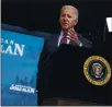  ?? EVAN VUCCI — THE ASSOCIATED PRESS ?? President Joe Biden speaks during an event on the American Jobs Plan in the South Court Auditorium on the White House campus in Washington on Wednesday.