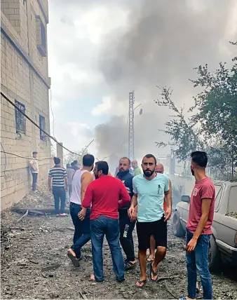  ?? AN photo ?? Residents said the blast struck the home of a Hezbollah member in the Ain Qana village, 66 km from Beirut.