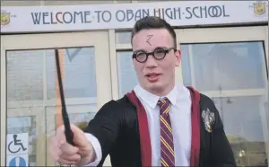  ??  ?? Sixth-year student Des Halewood is helping to organise Oban High's world record attempt to dress 1,000 past and present pupils up as the wizard Harry Potter, on their last day in the old school building.16_T11Harry Potter02